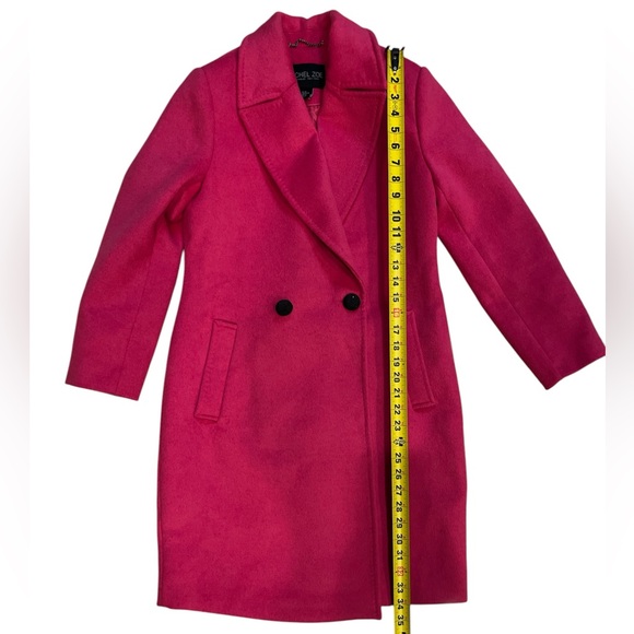Rachel Zoe Peacoat Pink Wool Knee Length Slit Pockets Button Size XS - Picture 8 of 12